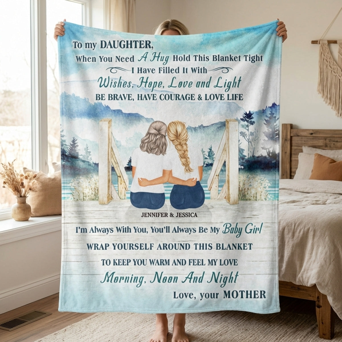 Custom Blanket for Daughter: "When You Need A Hug Hold This Blanket Tight"