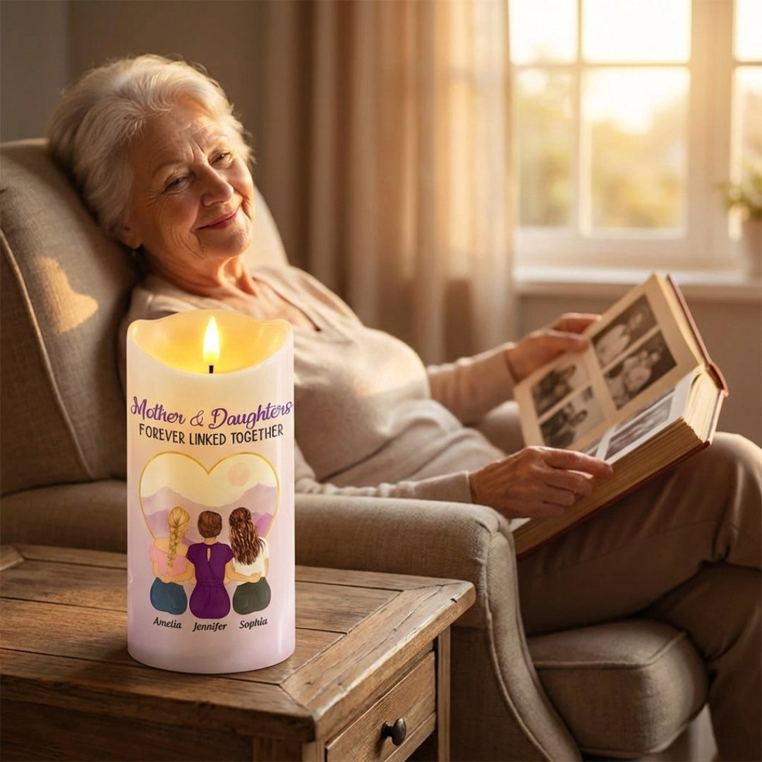 Personalized Mother & Daughters 'Forever Linked Together' LED Candle