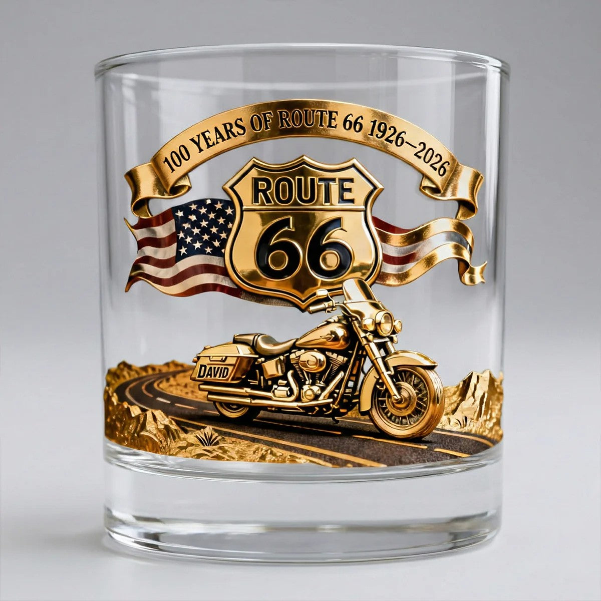 “Route 66 Centennial” Personalized Whisky Glass - Gifts For Bikers