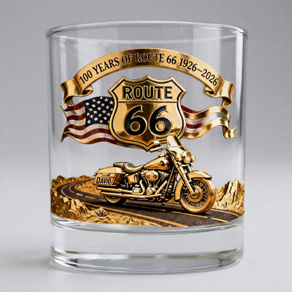 “Route 66 Centennial” Personalized Whisky Glass - Gifts For Bikers