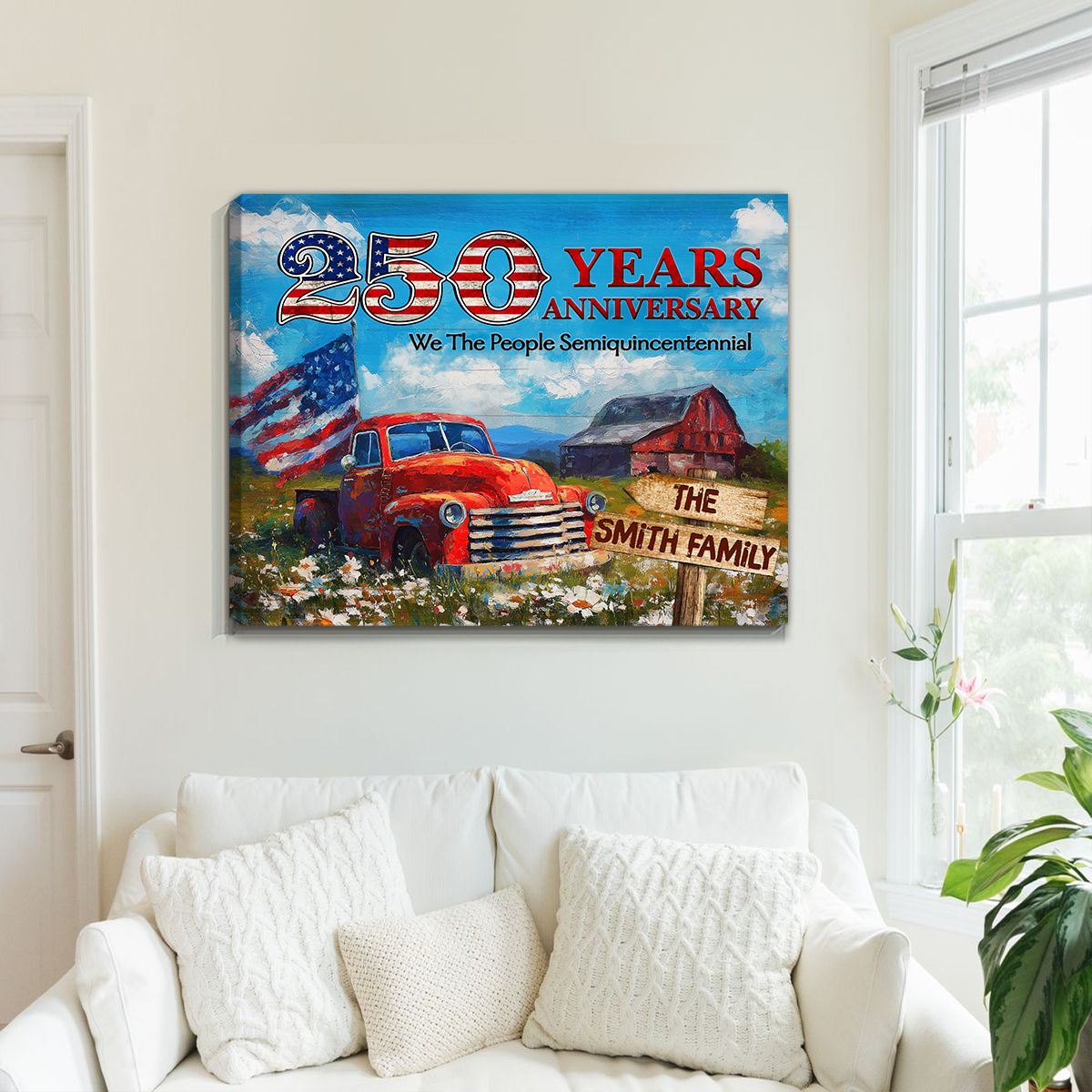 Personalized Family Name Patriotic Canvas / Poster - 250th Years Anniversary Independence Day Gift