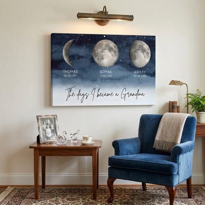 “The Day I Became A Grandma” - Personalized Starry Night Moon Phase Poster / Canvas