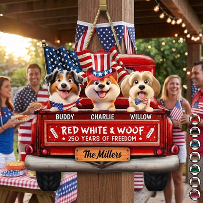 Star & Stripes, Red White & Woof: 250 Years of Freedom – Personalized Sign