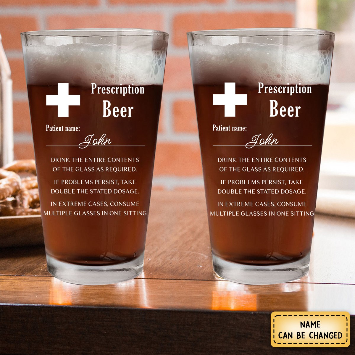 “Prescription Beer” - Personalized Custom Name Beer Glass
