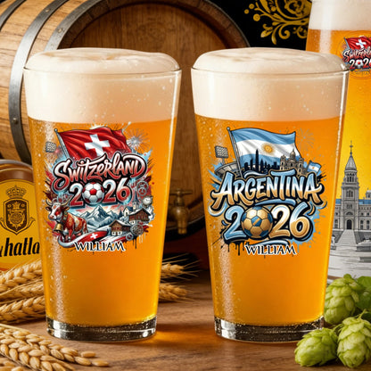 Personalized 2026 World Cup Beer Glass - Custom Name & Icon | Gift For Soccer Fans