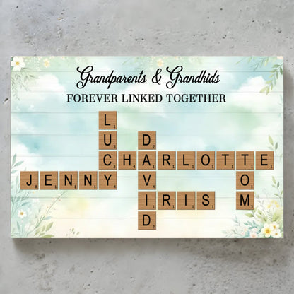 Custom Grandparents & Grandkids Forever Linked Together Crossword-style Canvas / Poster