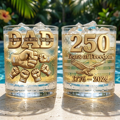 USA 250th Anniversary - Personalized Whiskey Glass Gift for Dad