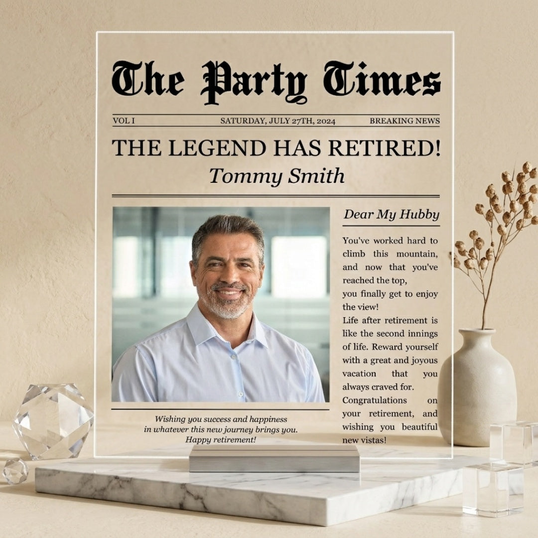 “Happy Retirement” - The Party Times Personalized Acrylic Photo Plaque