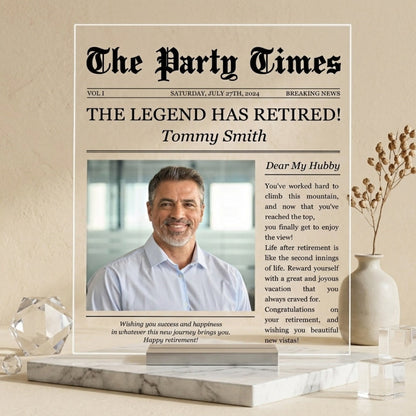“Happy Retirement” - The Party Times Personalized Acrylic Photo Plaque