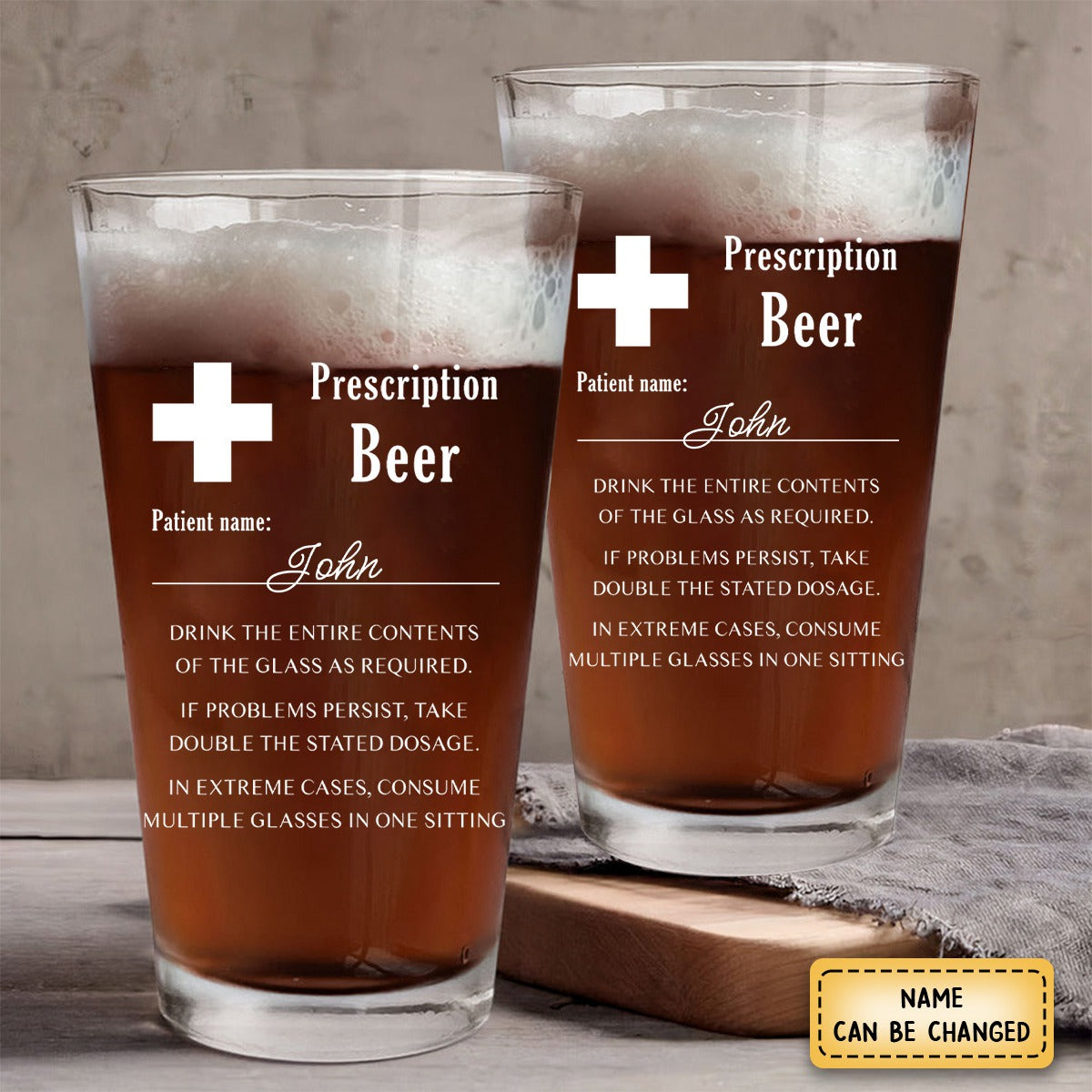 “Prescription Beer” - Personalized Custom Name Beer Glass