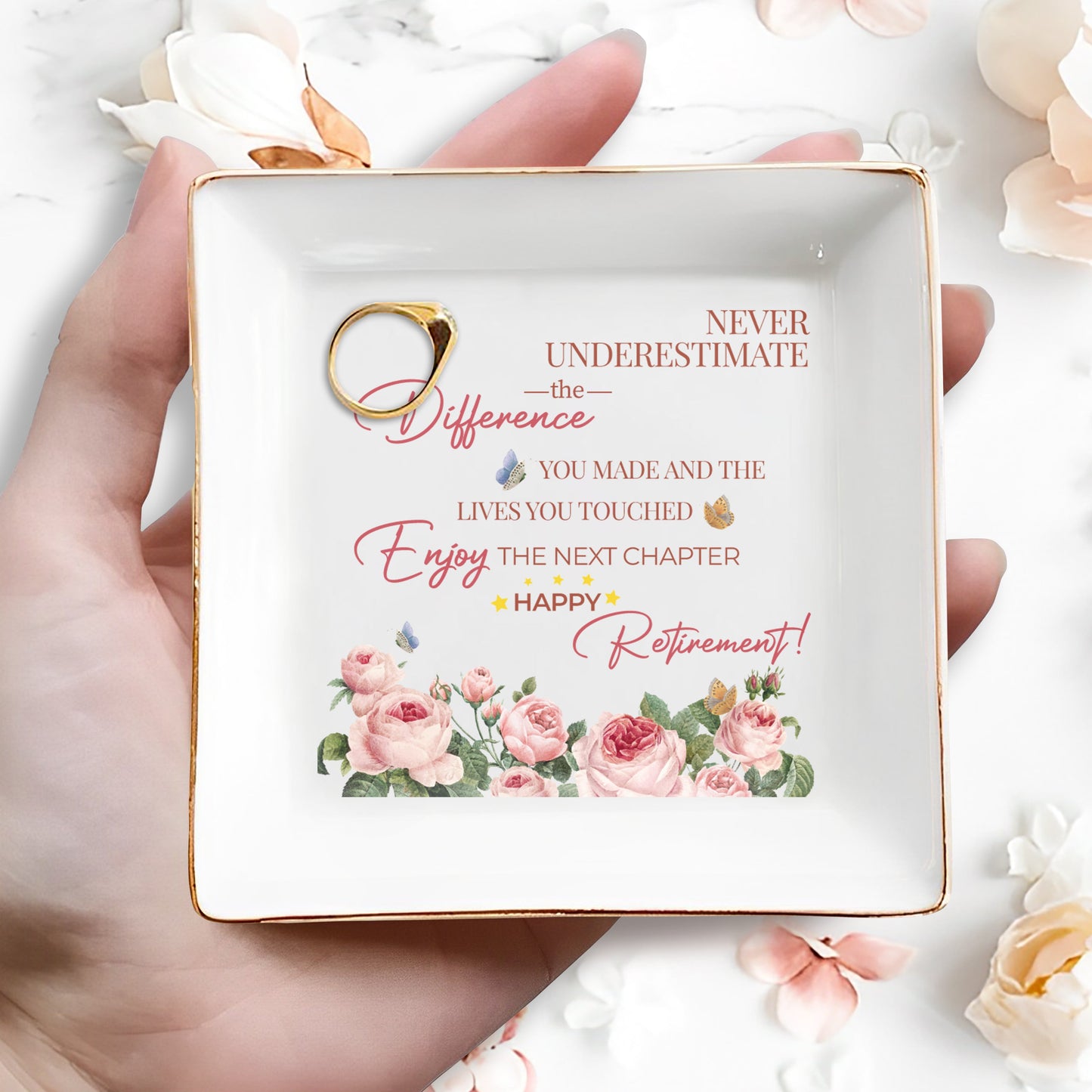 HAPPY RETIREMENT - Personalized Custom Jewelry Dish