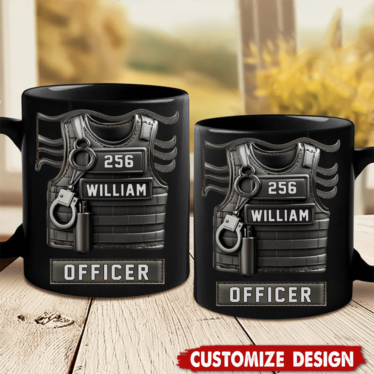 Personalized Police Officer Coffee Mug - “Serve And Protect” Custom Name & Badge Number Gift
