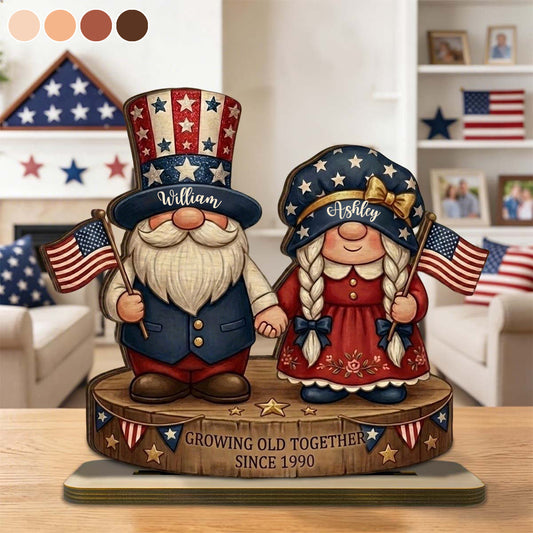 Custom Patriotic Couple Plaque – Growing Old Together - Gift for Him & Her