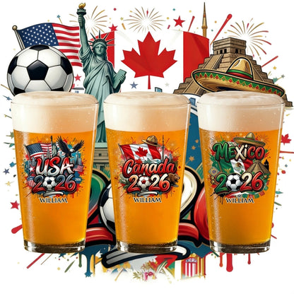 Personalized 2026 World Cup Beer Glass - Custom Name & Icon | Gift For Soccer Fans