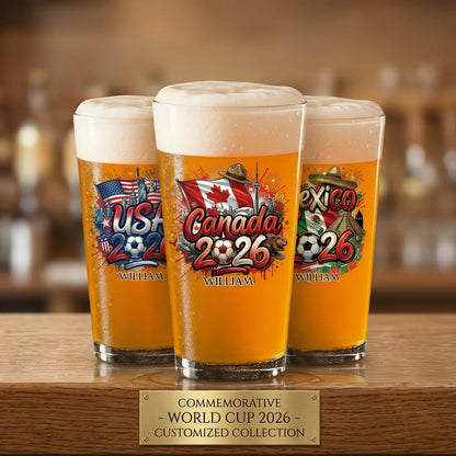 Personalized 2026 World Cup Beer Glass - Custom Name & Icon | Gift For Soccer Fans