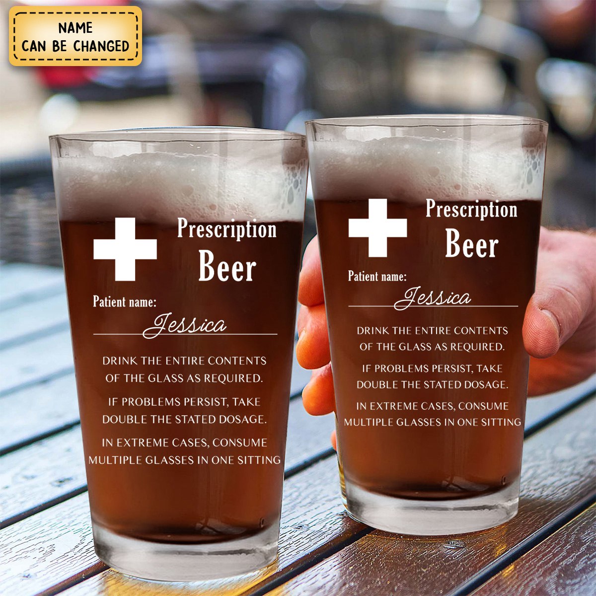 “Prescription Beer” - Personalized Custom Name Beer Glass