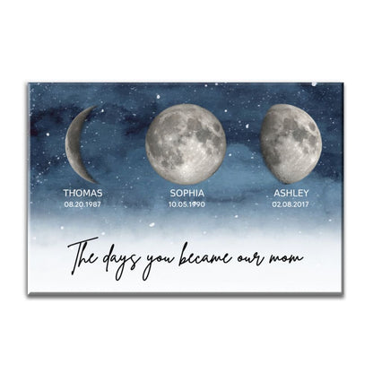 Phase The Day You Became Our Mom - Personalized Starry Night Birth Moon Canvas / Poster