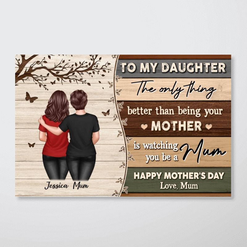 To My Daughter From Mum Happy Mother's Day - Personalised Vintage Poster / Canvas