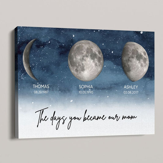 Phase The Day You Became Our Mom - Personalized Starry Night Birth Moon Canvas / Poster