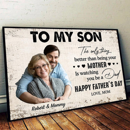 Personalized To My Son From Mom Photo Inserted Poster / Canvas - Custom Gift For Son