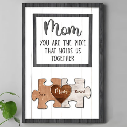 Personalized Mom Puzzle Canvas Art - "You're The Piece That Holds Us Together"