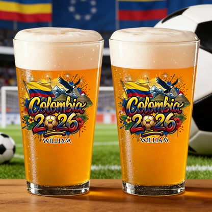 Personalized 2026 World Cup Beer Glass - Custom Name & Icon | Gift For Soccer Fans