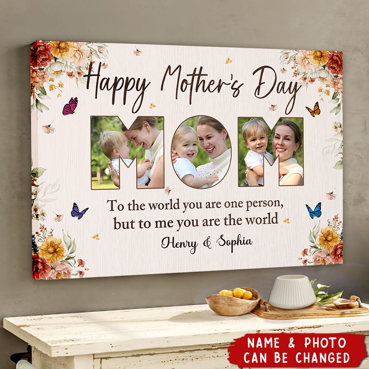 Personalized “Happy Mother’s Day” Photo Poster / Canvas - Custom Gifts For Mom or Wife