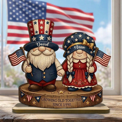 Custom Patriotic Couple Plaque – Growing Old Together - Gift for Him & Her