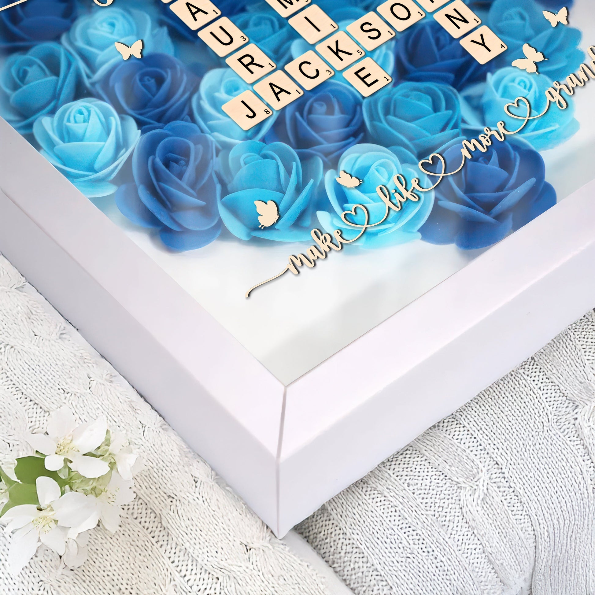 Grandkids Make Life More Grand - Personalized Flower Shadow Box