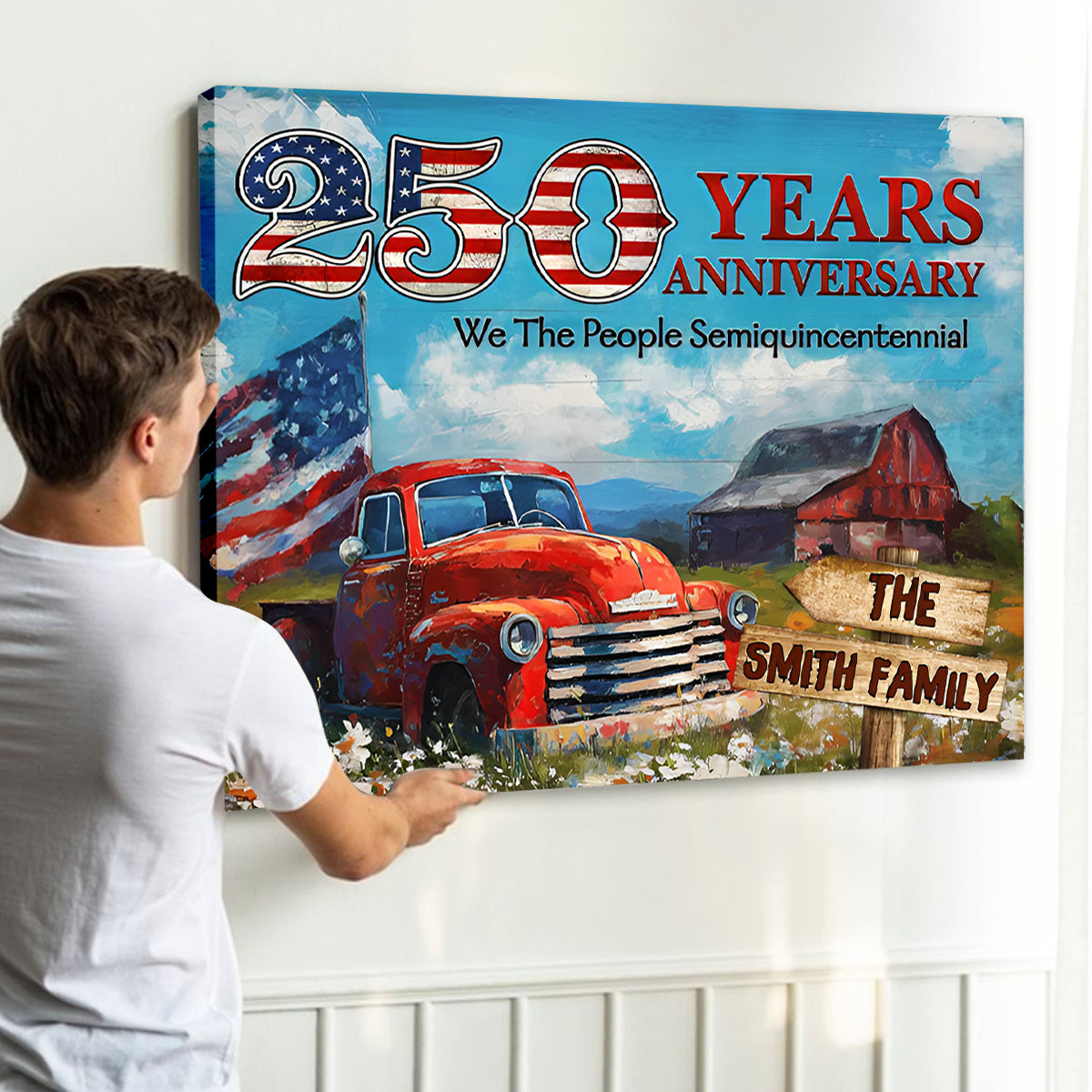 Personalized Family Name Patriotic Canvas / Poster - 250th Years Anniversary Independence Day Gift