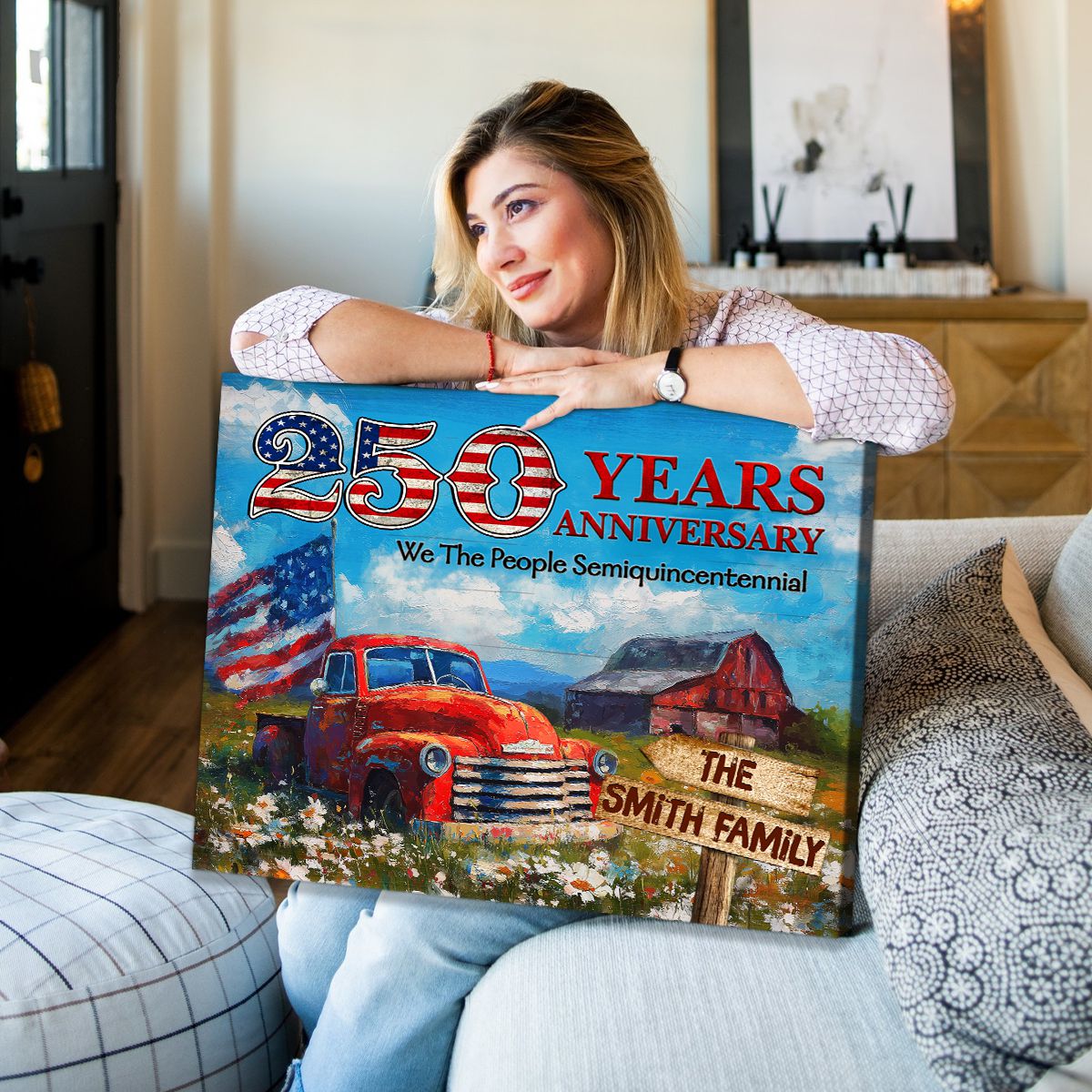 Personalized Family Name Patriotic Canvas / Poster - 250th Years Anniversary Independence Day Gift