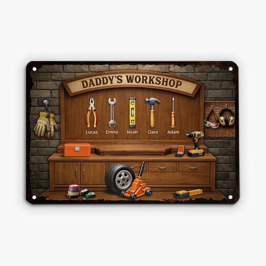 Personalized Metal Workshop Sign - Father’s Day Gift for Dad or Grandpa