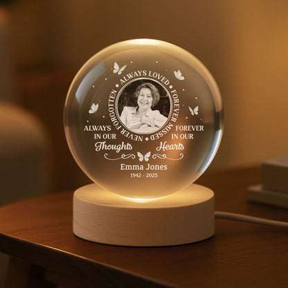 Custom Photo Crystal Ball Lamp - In Loving Memory of Father/Mother