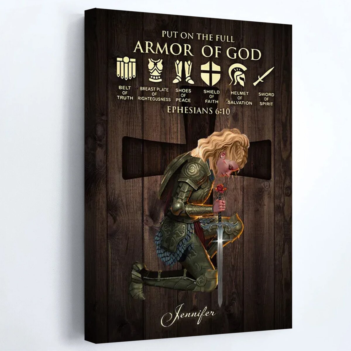 Personalized 'Armor of God' Canvas / Poster for Her - Christian Wall Art Gift