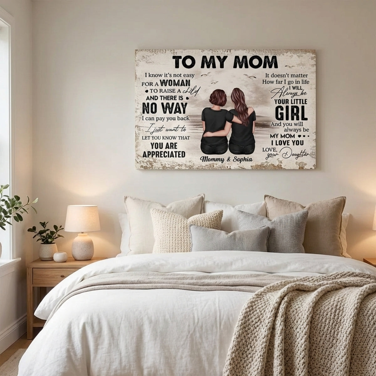 Personalized Mom Daughter Canvas: "Always Your Little Girl" Wall Art