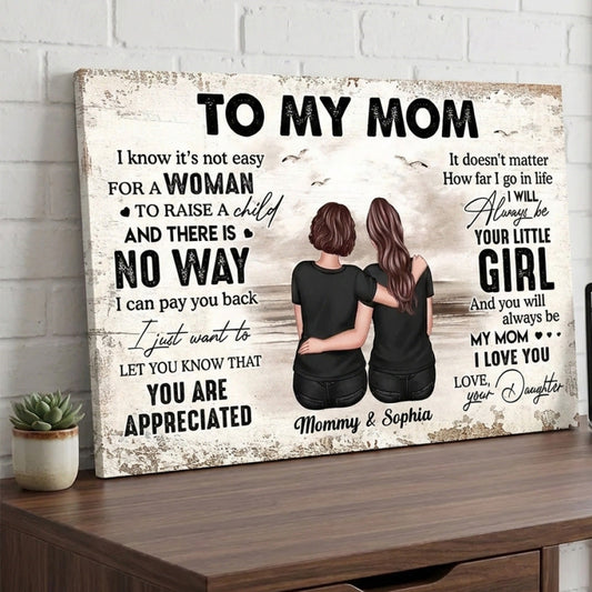 Personalized Mom Daughter Canvas: "Always Your Little Girl" Wall Art