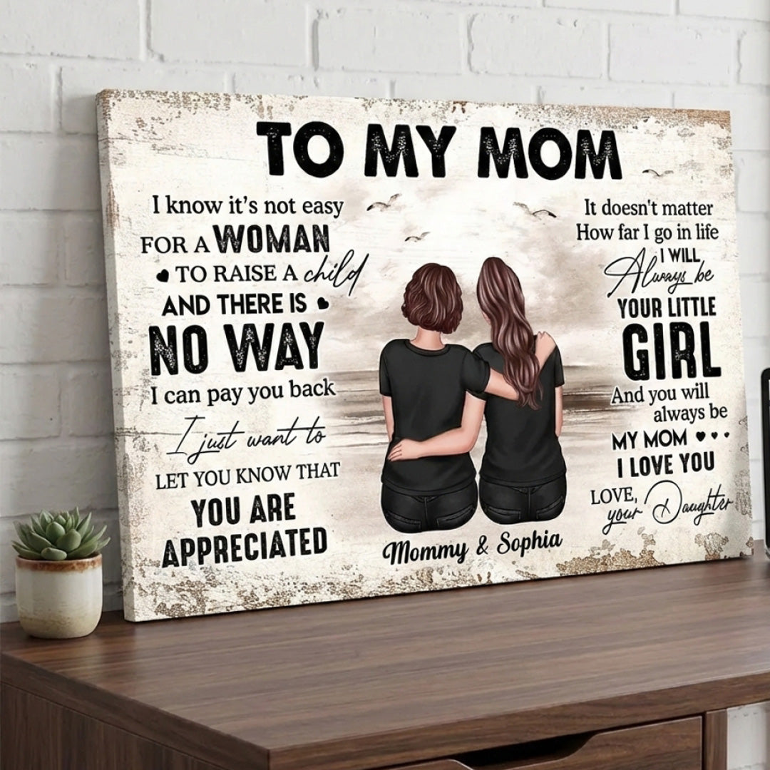 Personalized Mom Daughter Canvas: "Always Your Little Girl" Wall Art