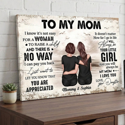 Personalized Mom Daughter Canvas: "Always Your Little Girl" Wall Art