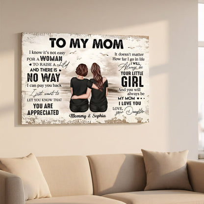 Personalized Mom Daughter Canvas: "Always Your Little Girl" Wall Art