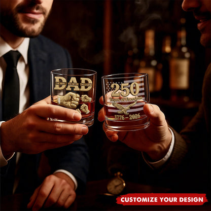 USA 250th Anniversary - Personalized Whiskey Glass Gift for Dad