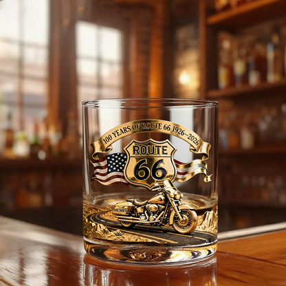 “Route 66 Centennial” Personalized Whisky Glass - Gifts For Bikers