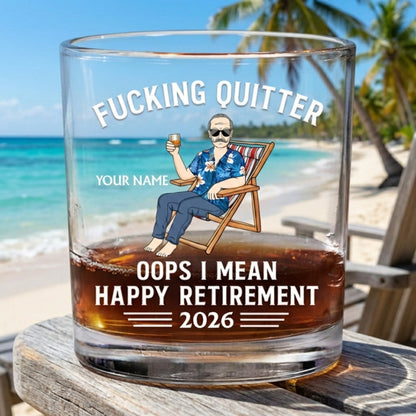 Oops I Mean Happy Retirement - Personalized Custom Whiskey Glass
