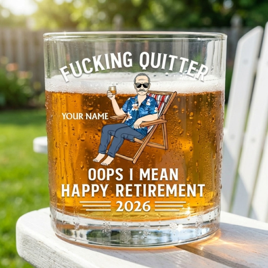 Oops I Mean Happy Retirement - Personalized Custom Whiskey Glass