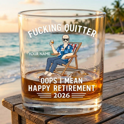 Oops I Mean Happy Retirement - Personalized Custom Whiskey Glass