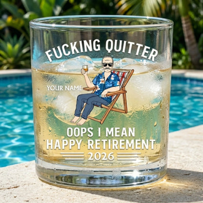 Oops I Mean Happy Retirement - Personalized Custom Whiskey Glass