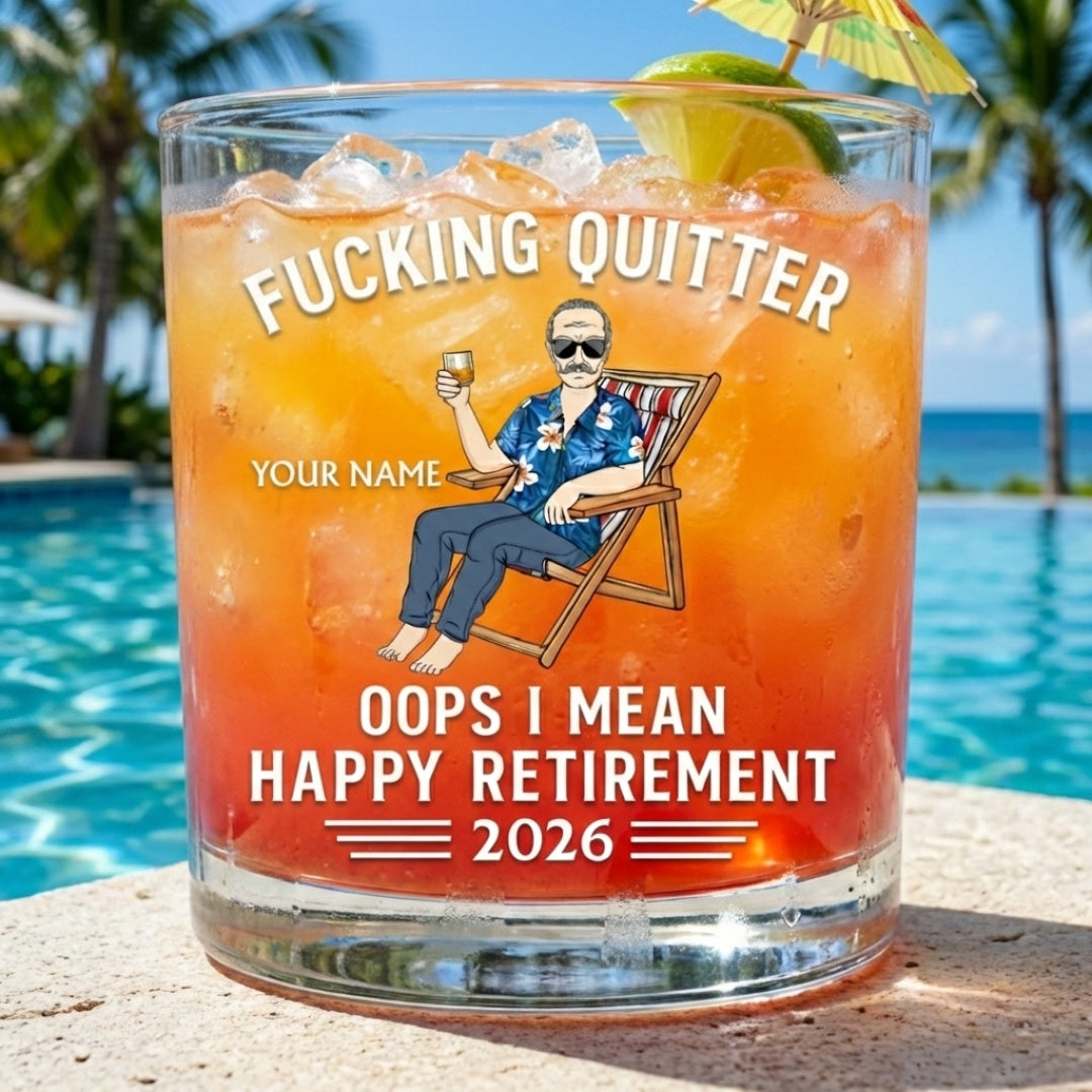 Oops I Mean Happy Retirement - Personalized Custom Whiskey Glass