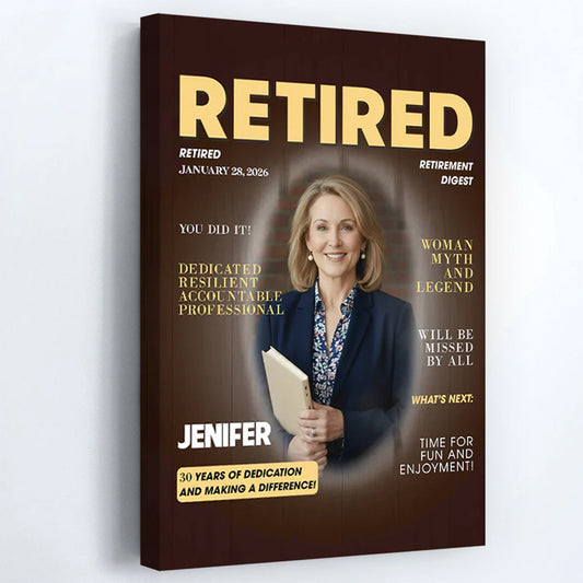 Personalized Custom Photo Retired Magazine Poster / Canvas Prints - Custom Retirement Gift