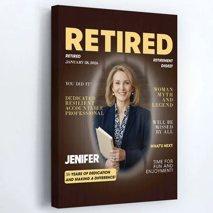 Personalized Custom Photo Retired Magazine Poster / Canvas Prints - Custom Retirement Gift