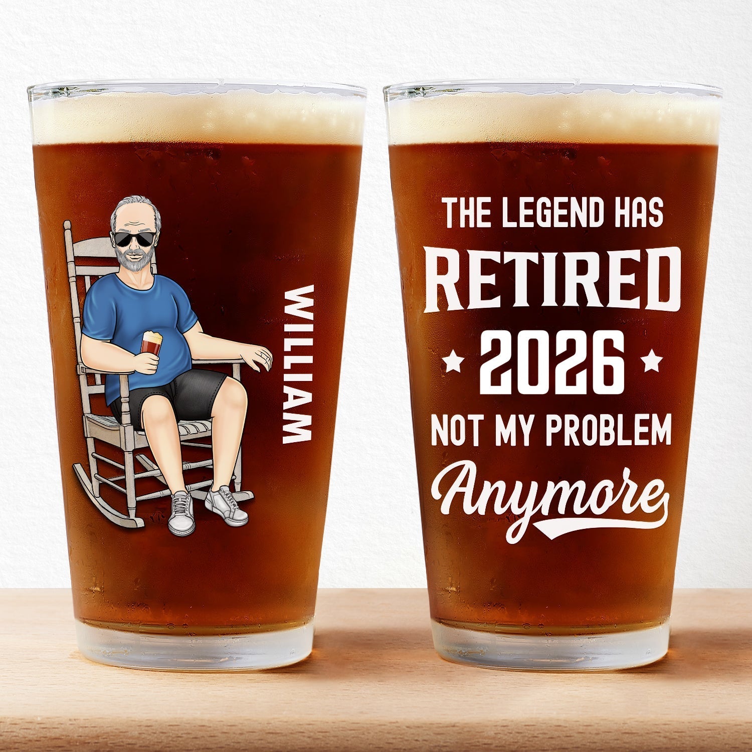 The Legend Has Retired - Personalized Beer Glass