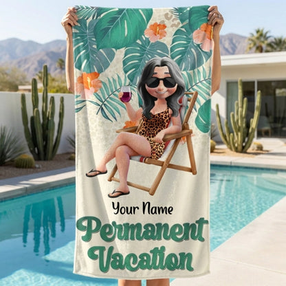 Retirement Plan Permanent Vacation - Personalized Beach Towel